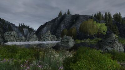 Far to the south, in Ered Luin, the river emerges again from its long journey on its very last stretch.