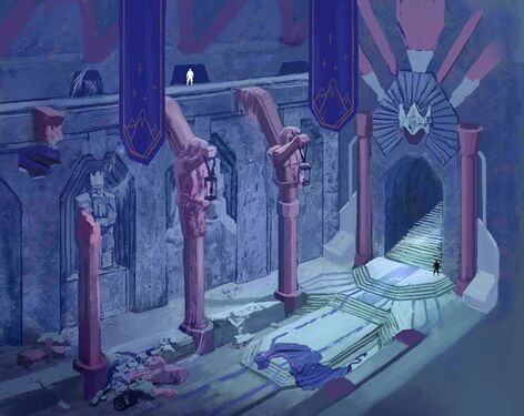 Concept art of the entrance room of Moria, Durin's Threshold