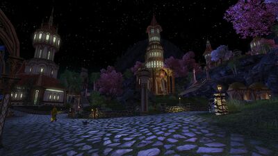 The night sky over the elven town
