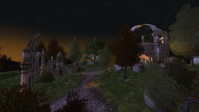 Beautiful twilight over the elven ruins