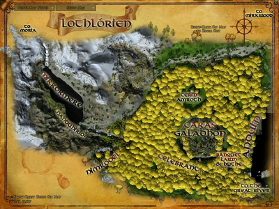 Topographic map of Lothlórien