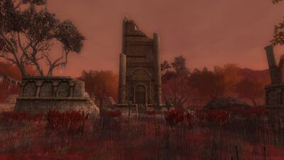 Ruined tower in the red swamp