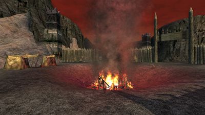 Large bonfire in the goblin camp of Bail Róva
