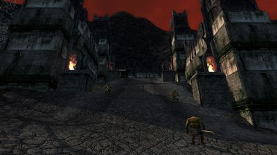 Braziers line the path in the orc district