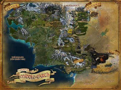 Composite map of Middle-earth made of region maps