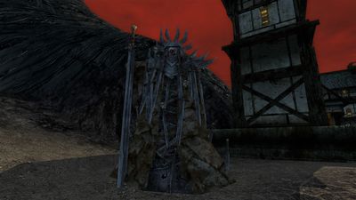 A Witch-king idol just outside town